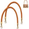 OWLMATE 2 asas para bolsas, asas de poliuretano para bolsas de ganchillo con gancho de metal, asas para bolso de mano, bandolera, marrón, 60 cm