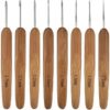 Agujas Ganchillo, 10 Piezas De Gancho De Ganchillo Portátil, Práctico, Ergonómico, Mango De Madera, Herramientas De Tejer Con Aguja De Ganchillo De Metal