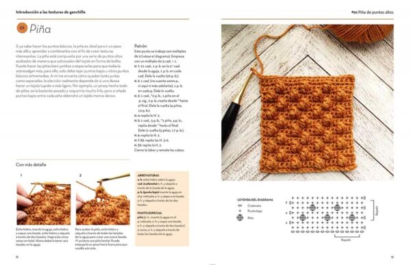 Guía moderna para tejer texturas de Ganchillo: Una maravillosa selección de puntos en relieve.: GUIA MODERNA PARA TEJER (DIBUJAR EN 10 PASOS) - Imagen 2