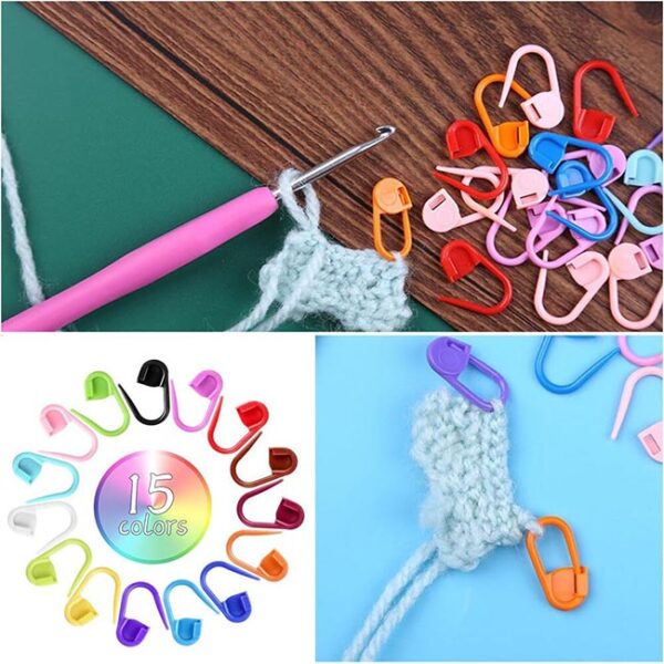 sacjkt marcadores crochet, 300 piezas marcadores ganchillo, 15 colores marcadores de puntos ganchillo con caja de almacenamiento transparente, para tejer, ganchillo o manualidades - Imagen 2