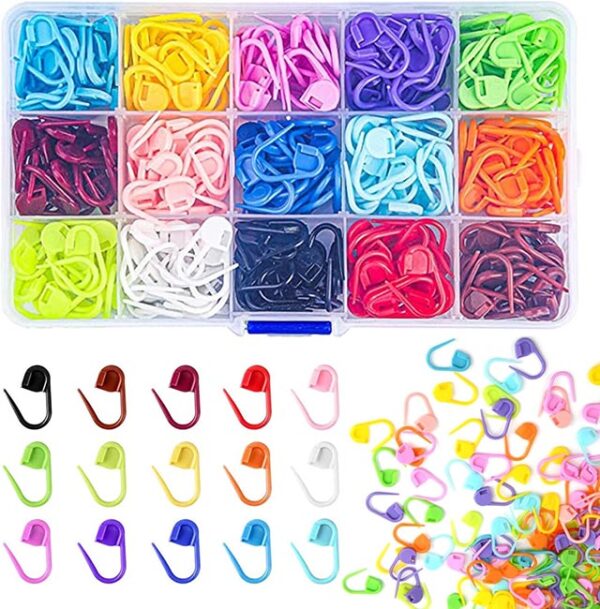 sacjkt marcadores crochet, 300 piezas marcadores ganchillo, 15 colores marcadores de puntos ganchillo con caja de almacenamiento transparente, para tejer, ganchillo o manualidades